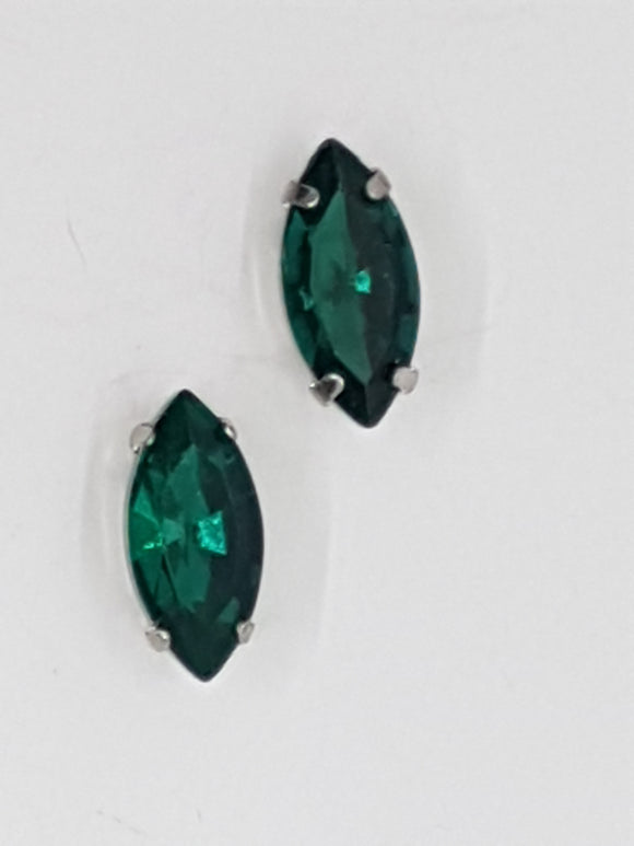 15x7MM GLASS RHINESTONE HORSE EYE MONTEE - EMERALD GREEN