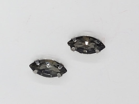 12x6MM GLASS RHINESTONE HORSE EYE MONTEE - SMOKEY GREY