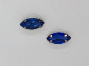 12x6MM GLASS RHINESTONE HORSE EYE MONTEE - MID BLUE