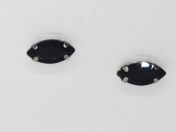 12x6MM GLASS RHINESTONE HORSE EYE MONTEE - BLACK