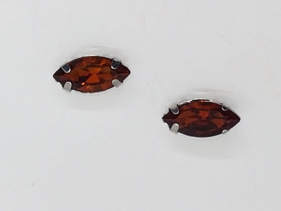 12x6MM GLASS RHINESTONE HORSE EYE MONTEE - DARK BROWN