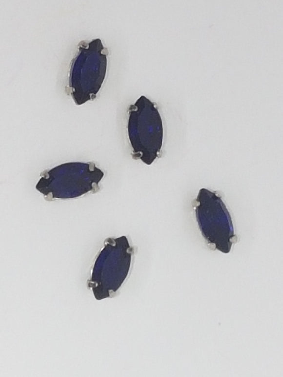 8x4MM GLASS RHINESTONE HORSE EYE MONTEE - ROYAL BLUE