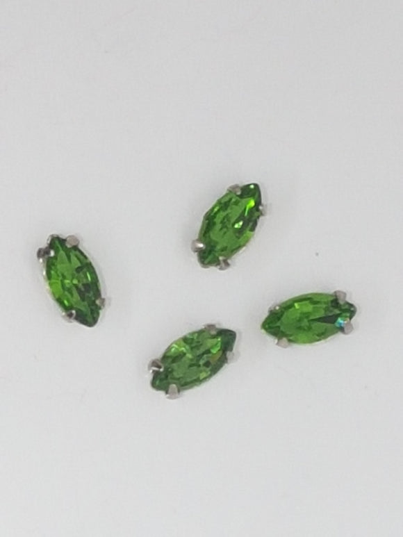 8x4MM GLASS RHINESTONE HORSE EYE MONTEE - DARK GREEN