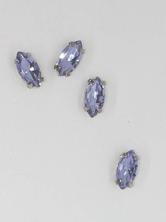 8x4MM GLASS RHINESTONE HORSE EYE MONTEE - LILAC