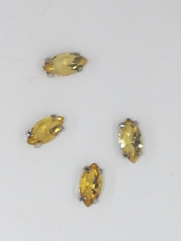 8x4MM GLASS RHINESTONE HORSE EYE MONTEE - YELLOW