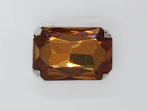 27x18x10MM GLASS RHINESTONE RECTANGLE MONTEE - BROWN