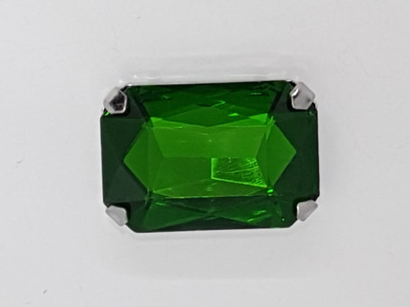27x18x10MM GLASS RHINESTONE RECTANGLE MONTEE - DARK GREEN