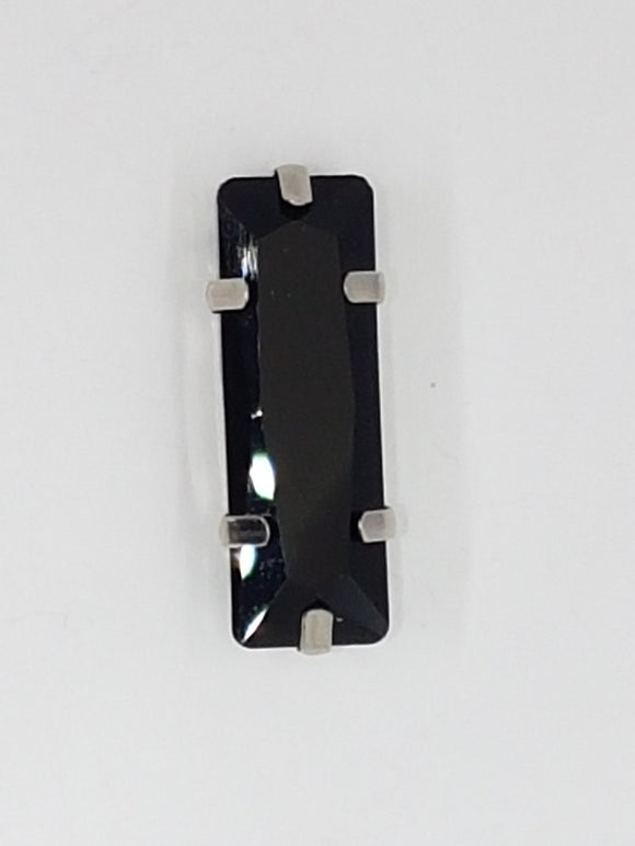 25x8MM GLASS RHINESTONE RECTANGLE MONTEE - BLACK