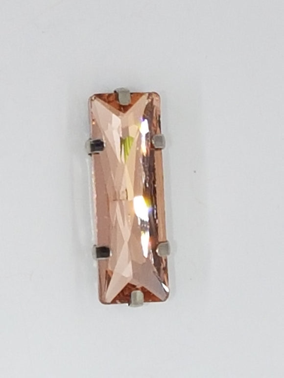 25x8MM GLASS RHINESTONE RECTANGLE MONTEE - SALMON