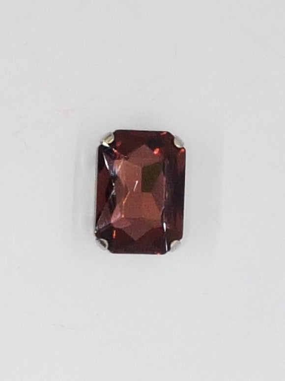 14x10MM GLASS RHINESTONE RECTANGLE MONTEE - AMETHYST