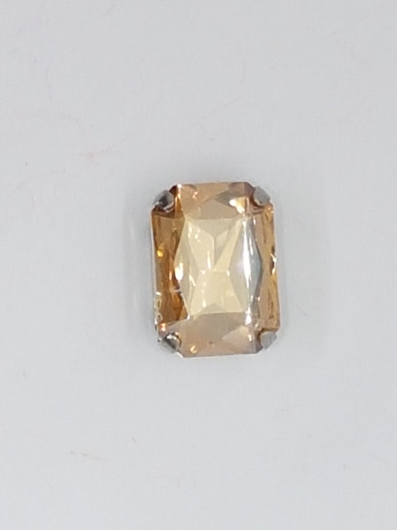 14x10MM GLASS RHINESTONE RECTANGLE MONTEE - PALE APRICOT