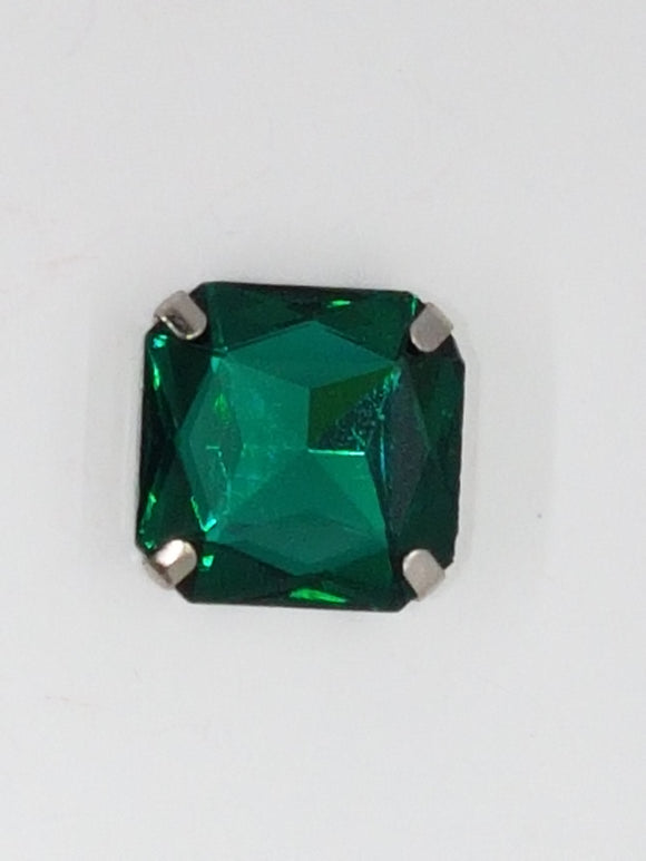 18x18MM GLASS RHINESTONE SQUARE MONTEE - EMERALD GREEN