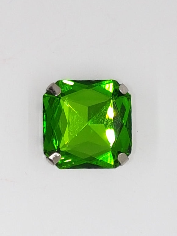 18x18MM GLASS RHINESTONE SQUARE MONTEE - GREEN