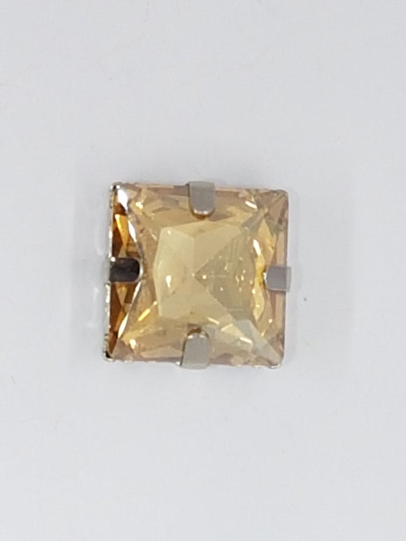 14x14MM GLASS RHINESTONE SQUARE MONTEE - PALE YELLOW