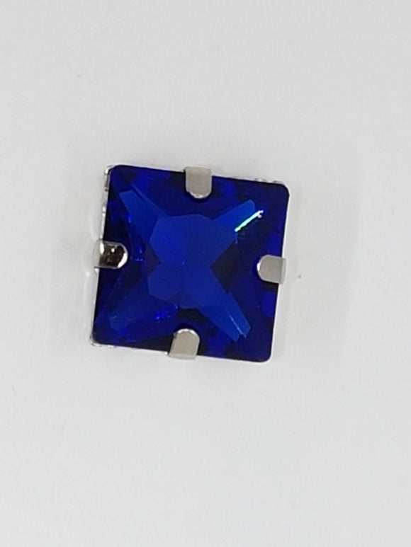 14x14MM GLASS RHINESTONE SQUARE MONTEE - ROYAL BLUE