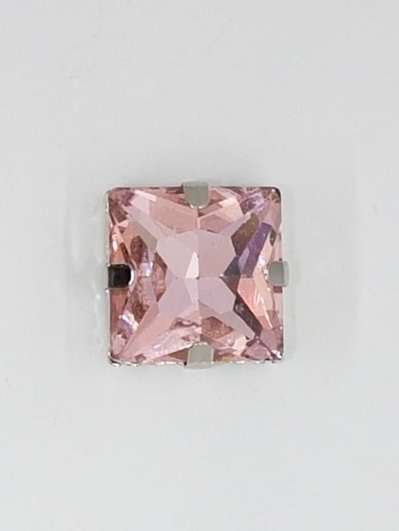 14x14MM GLASS RHINESTONE SQUARE MONTEE - PINK