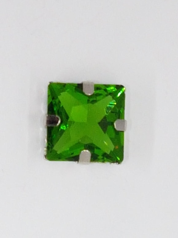 14x14MM GLASS RHINESTONE SQUARE MONTEE - GREEN