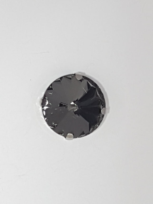 18MM GLASS RHINESTONE ROUND MONTEE - DARK SMOKEY GREY