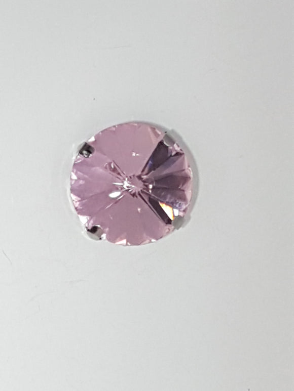 18MM GLASS RHINESTONE ROUND MONTEE - PINK