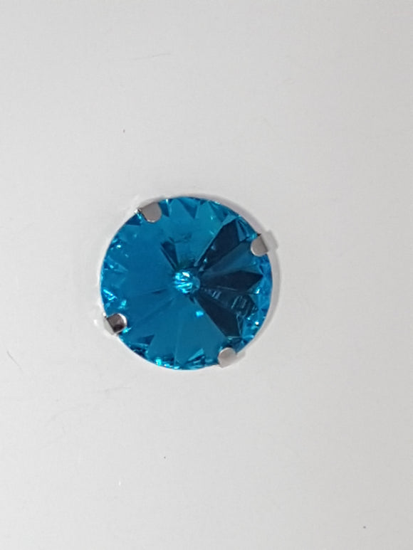 18MM GLASS RHINESTONE ROUND MONTEE - SKY BLUE