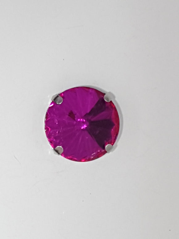 18MM GLASS RHINESTONE ROUND MONTEE - FUCHSIA