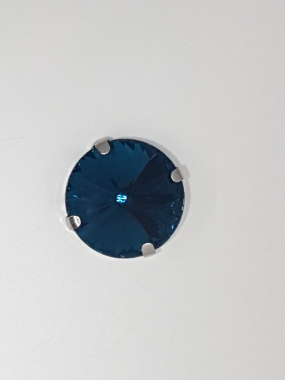18MM GLASS RHINESTONE ROUND MONTEE - TEAL BLUE