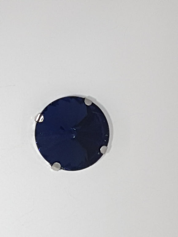 18MM GLASS RHINESTONE ROUND MONTEE - DARK BLUE