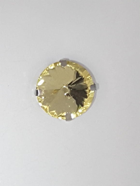 18MM GLASS RHINESTONE ROUND MONTEE - YELLOW