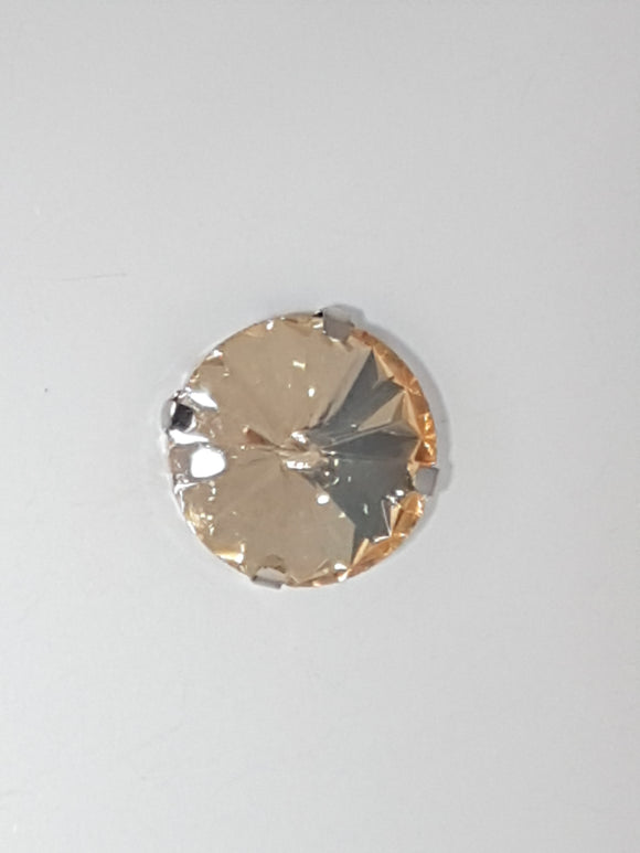 18MM GLASS RHINESTONE ROUND MONTEE - CHAMPAGNE