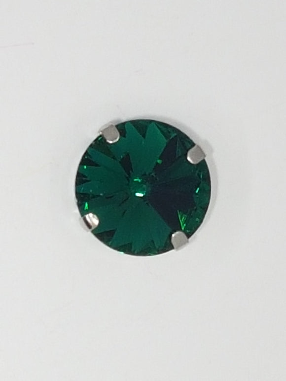 16MM GLASS RHINESTONE ROUND MONTEE - EMERALD GREEN