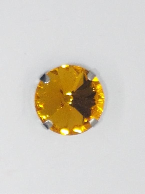 16MM GLASS RHINESTONE ROUND MONTEE - DARK YELLOW