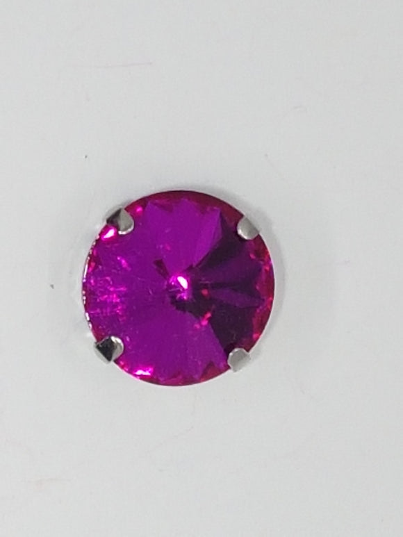 16MM GLASS RHINESTONE ROUND MONTEE - FUCHSIA