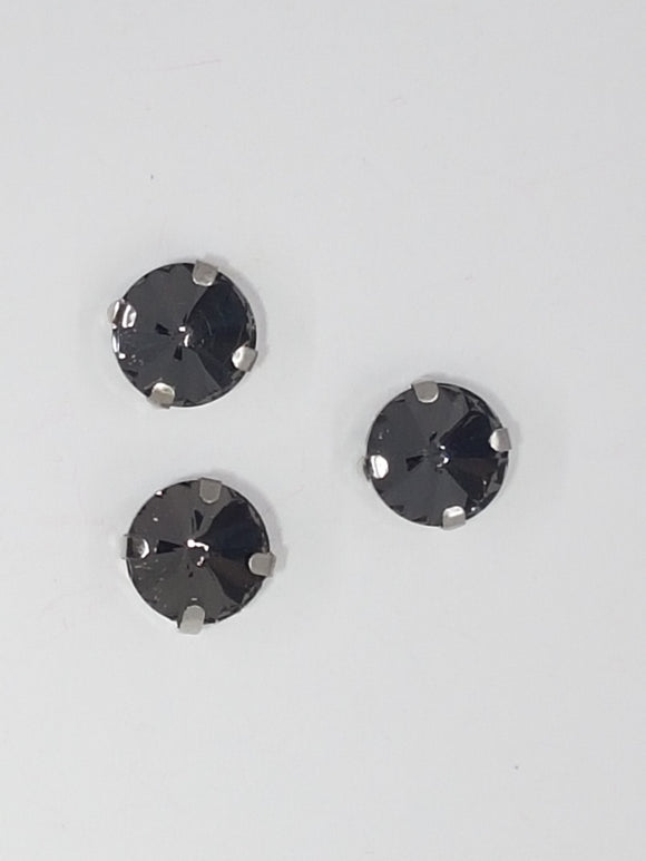 10MM GLASS RHINESTONE ROUND MONTEE - DARK SMOKEY GREY