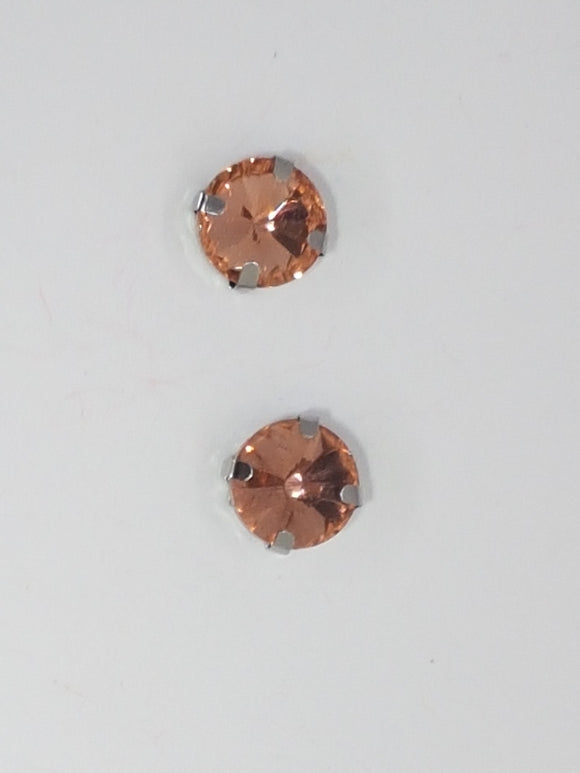 10MM GLASS RHINESTONE ROUND MONTEE - SALMON