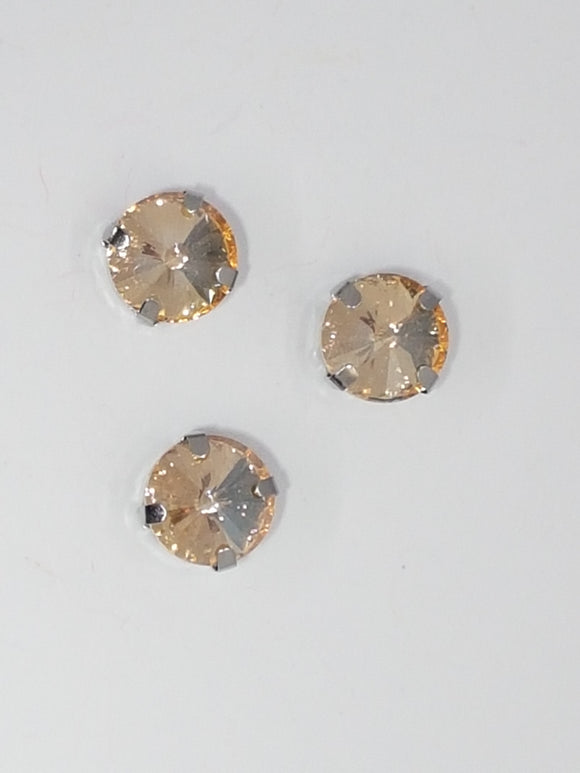 10MM GLASS RHINESTONE ROUND MONTEE - LIGHT GOLDEN ROD