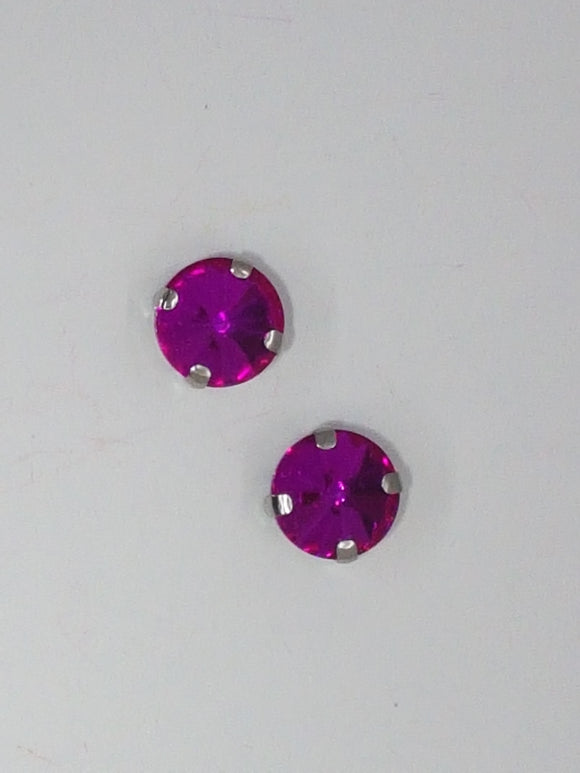 10MM GLASS RHINESTONE ROUND MONTEE - FUCHSIA