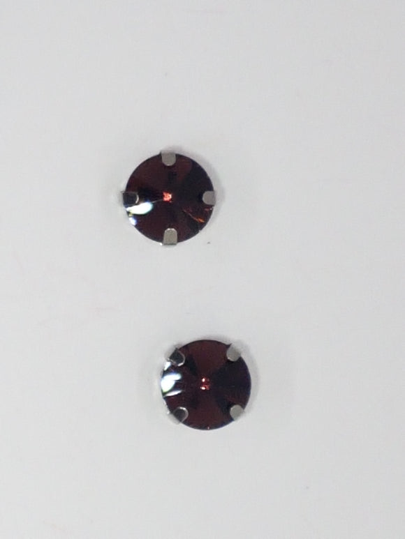 10MM GLASS RHINESTONE ROUND MONTEE - DARK BROWN