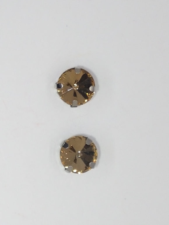 10MM GLASS RHINESTONE ROUND MONTEE - DARK GOLDEN ROD
