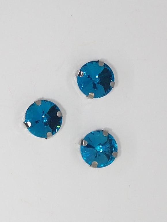 10MM GLASS RHINESTONE ROUND MONTEE - SKY BLUE