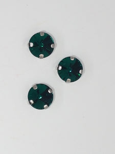 10MM GLASS RHINESTONE ROUND MONTEE - EMERALD GREEN