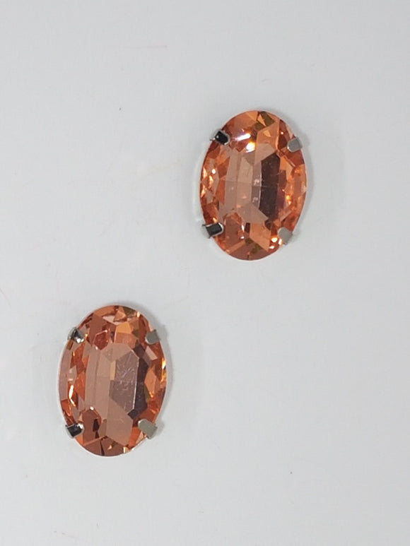 18x13MM GLASS RHINESTONE OVAL MONTEE - DARK SALMON