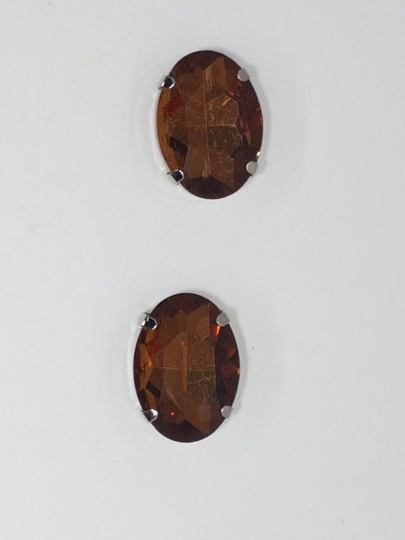 18x13MM GLASS RHINESTONE OVAL MONTEE - BROWN