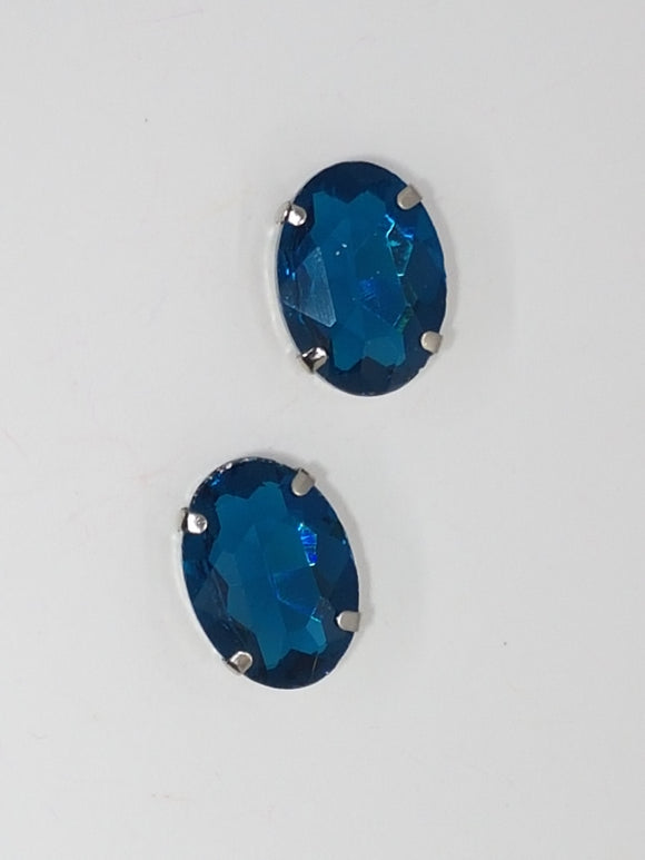 18x13MM GLASS RHINESTONE OVAL MONTEE - TEAL BLUE