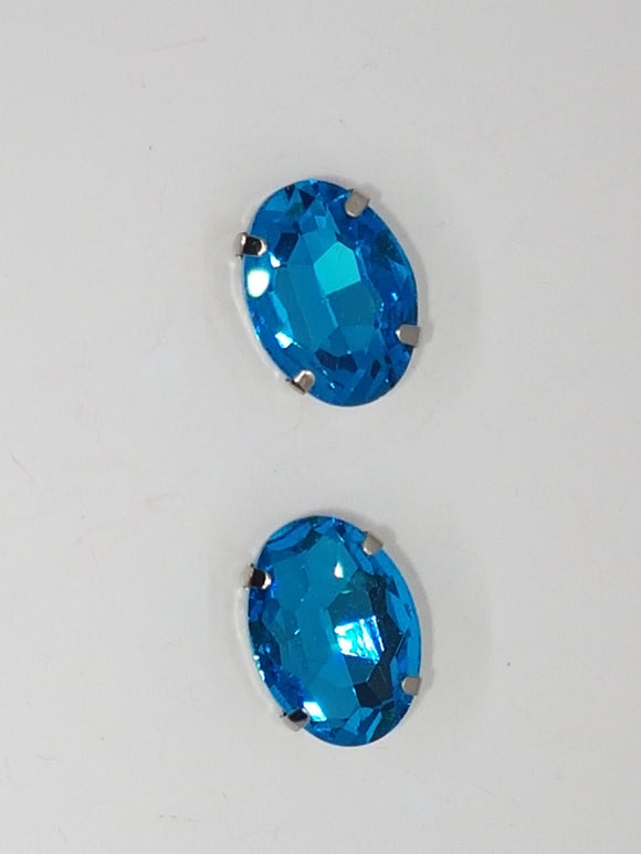 18x13MM GLASS RHINESTONE OVAL MONTEE - SKY BLUE