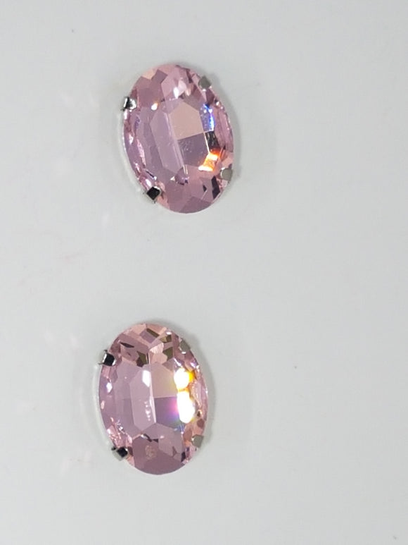 18x13MM GLASS RHINESTONE OVAL MONTEE - PINK
