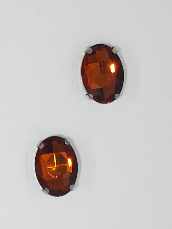 14x10MM GLASS RHINESTONE OVAL MONTEE - DARK BROWN