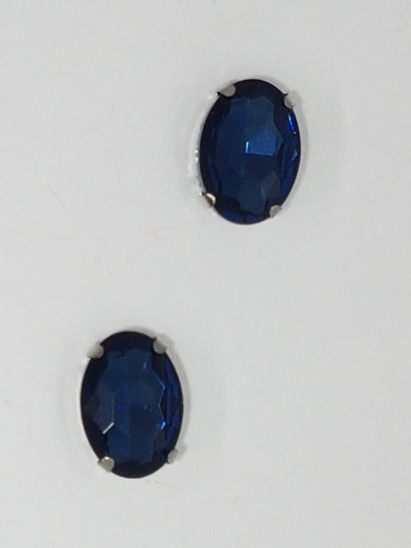 14x10MM GLASS RHINESTONE OVAL MONTEE - DARK BLUE