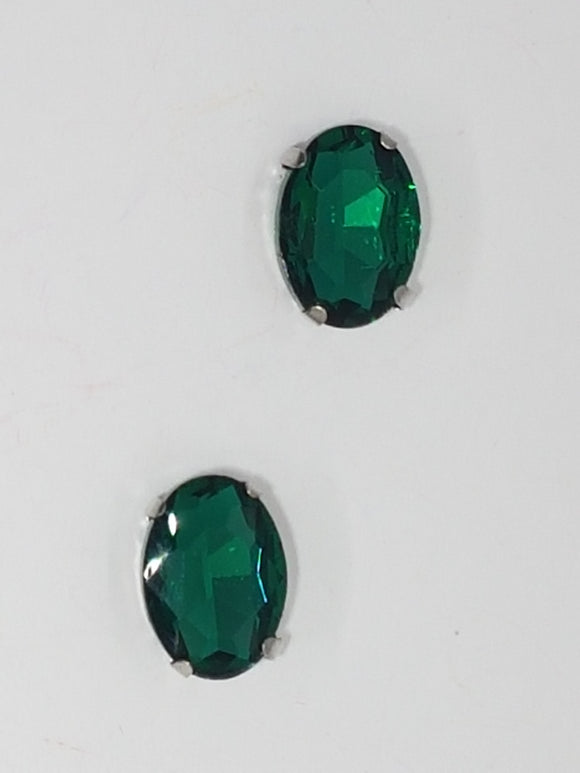 14x10MM GLASS RHINESTONE OVAL MONTEE - EMERALD GREEN