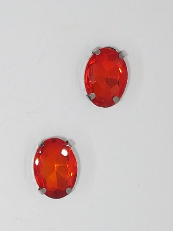 14x10MM GLASS RHINESTONE OVAL MONTEE - RED/ORANGE