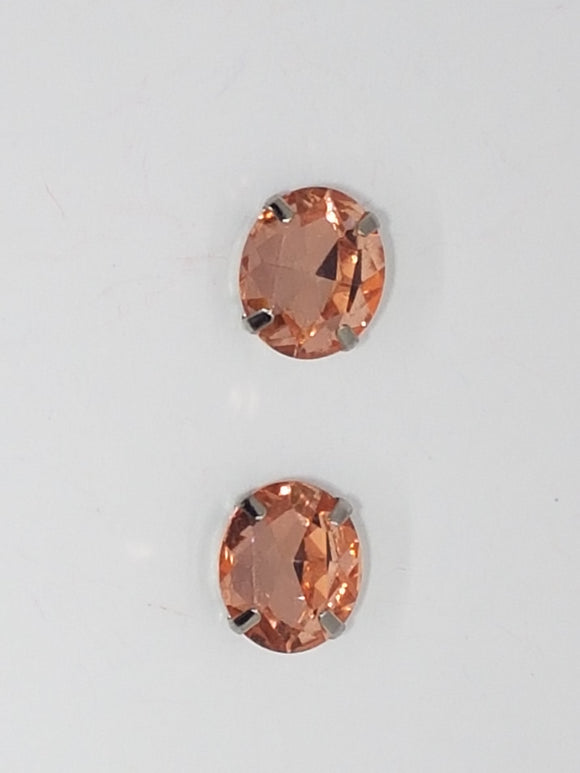12x10MM GLASS RHINESTONE OVAL MONTEE - SALMON